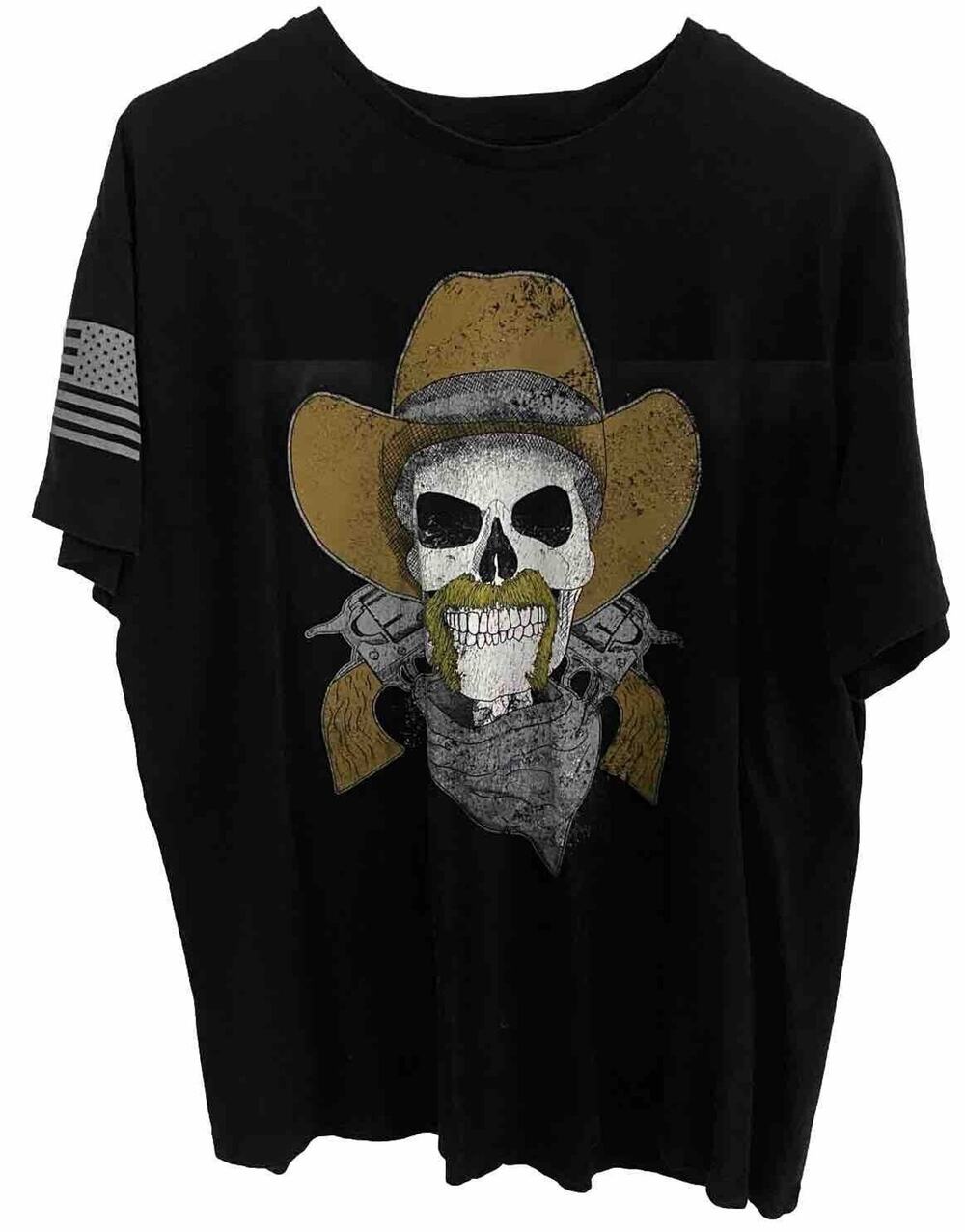 We The People Holsters Men's XL Shirt Cowboy skull gun Graphic Black Flag Usa
